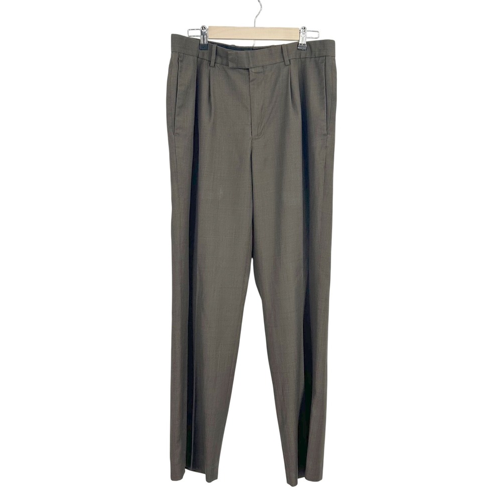 Perry Ellis Portfolio Brown Pleated Dress‎ Pants Trousers 34x32 Business Casual